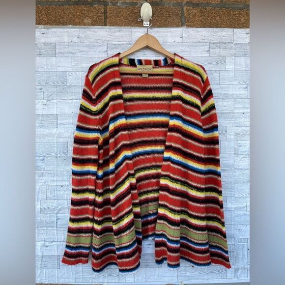 Wildfox Mohair Striped Mexican Blanket Cardigan Small Knit Colorful Small - Picture 4 of 11